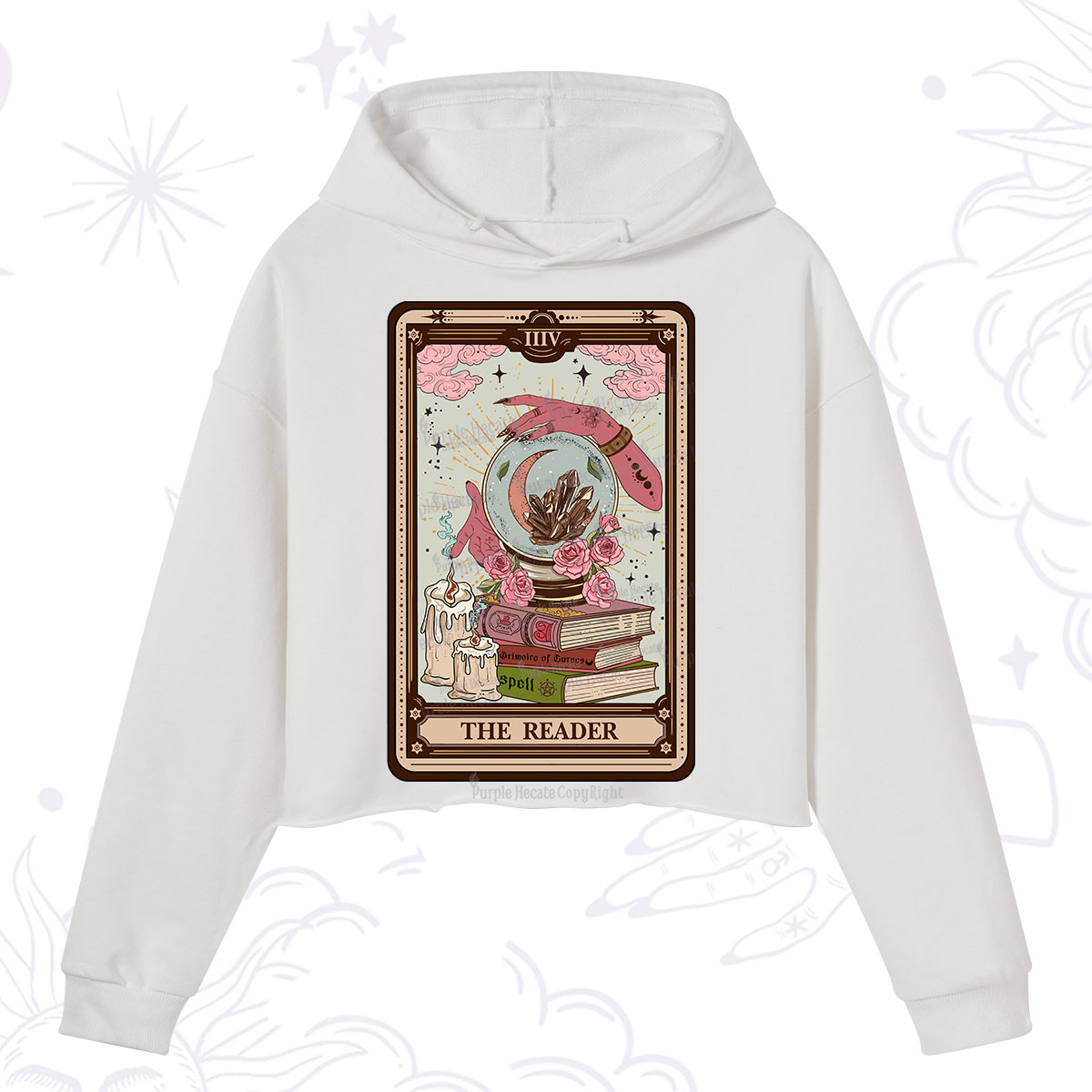 Purplehecate The Reader Tarot Witch Vibes Crop Hoodie