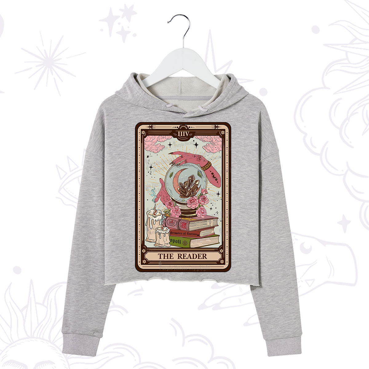 Purplehecate The Reader Tarot Witch Vibes Crop Hoodie