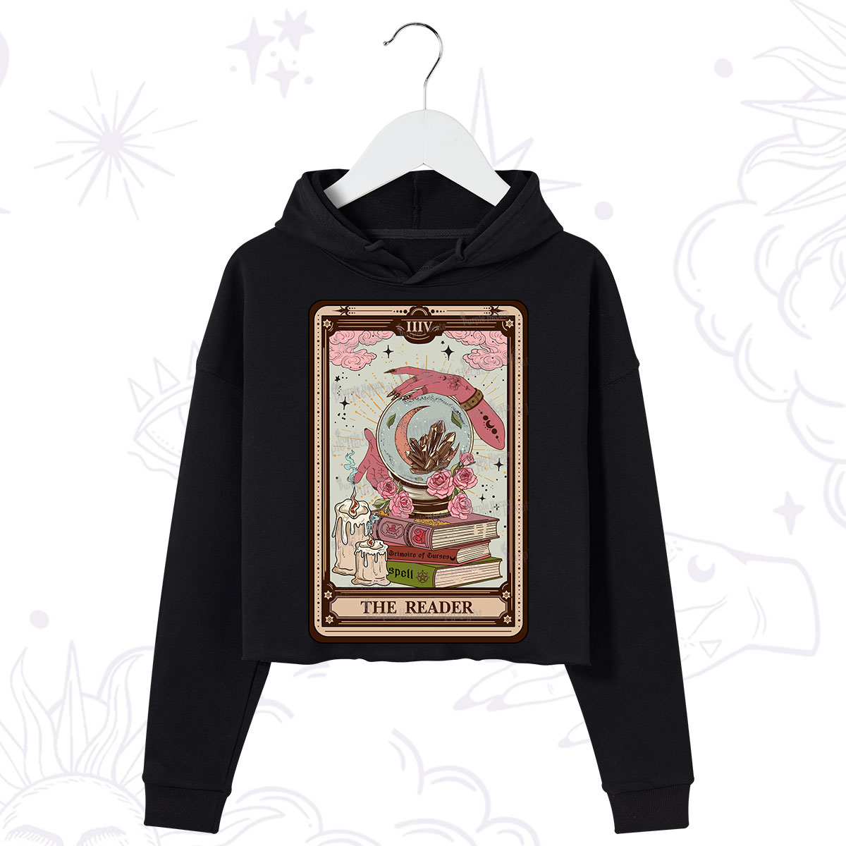 Purplehecate The Reader Tarot Witch Vibes Crop Hoodie