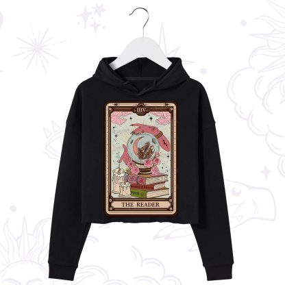 Purplehecate The Reader Tarot Witch Vibes Crop Hoodie