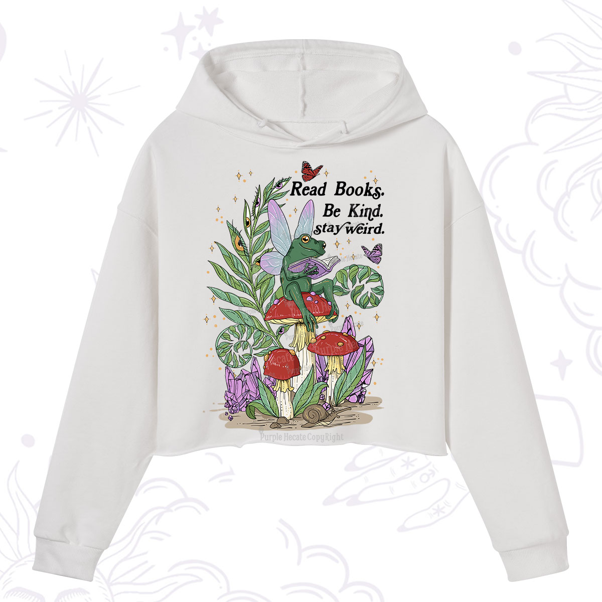 Purplehecate Read Books Be Kind Stay Weird Crop Hoodie