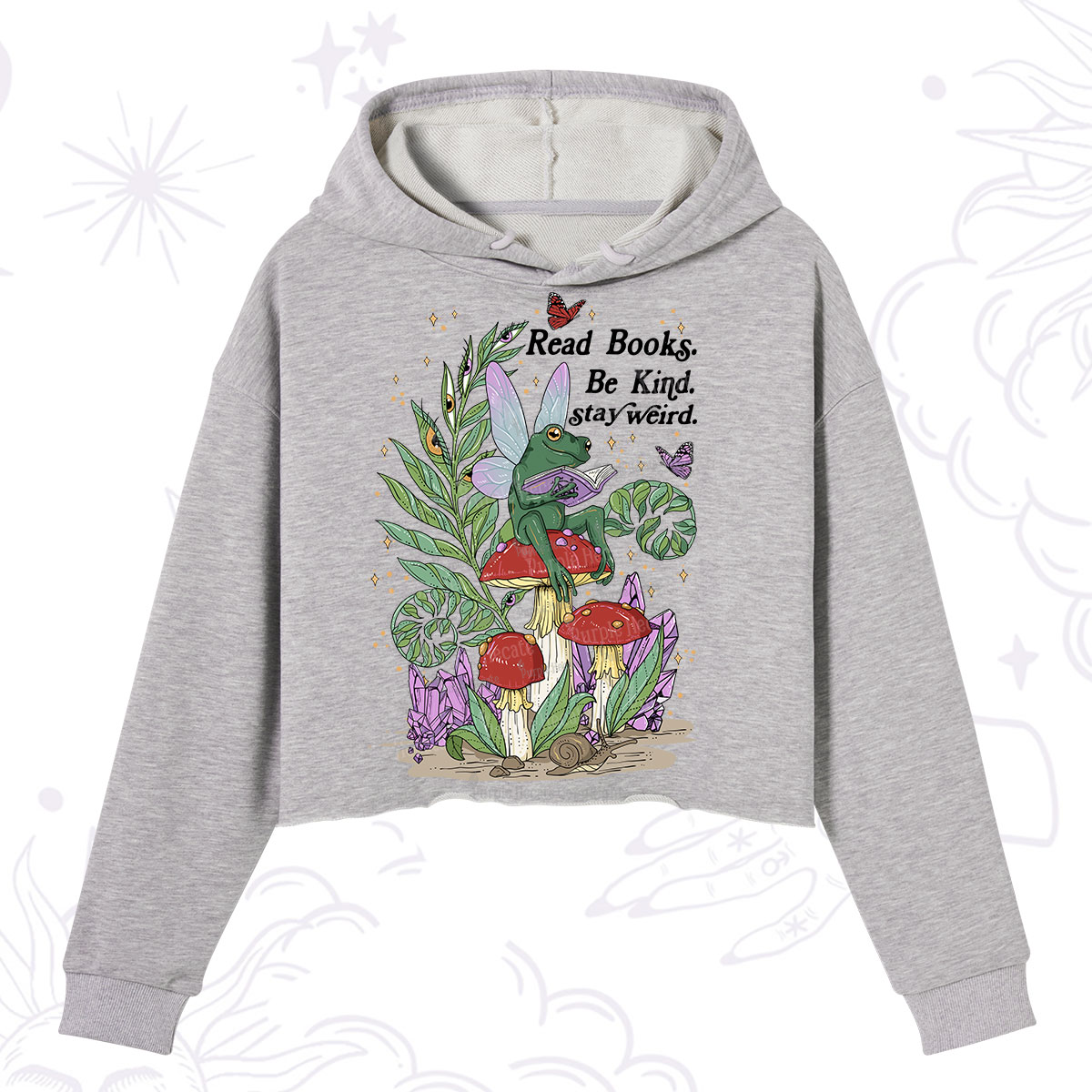 Purplehecate Read Books Be Kind Stay Weird Crop Hoodie