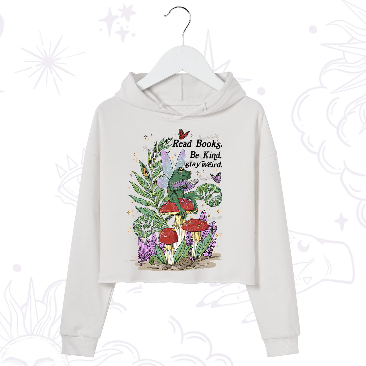Purplehecate Read Books Be Kind Stay Weird Crop Hoodie