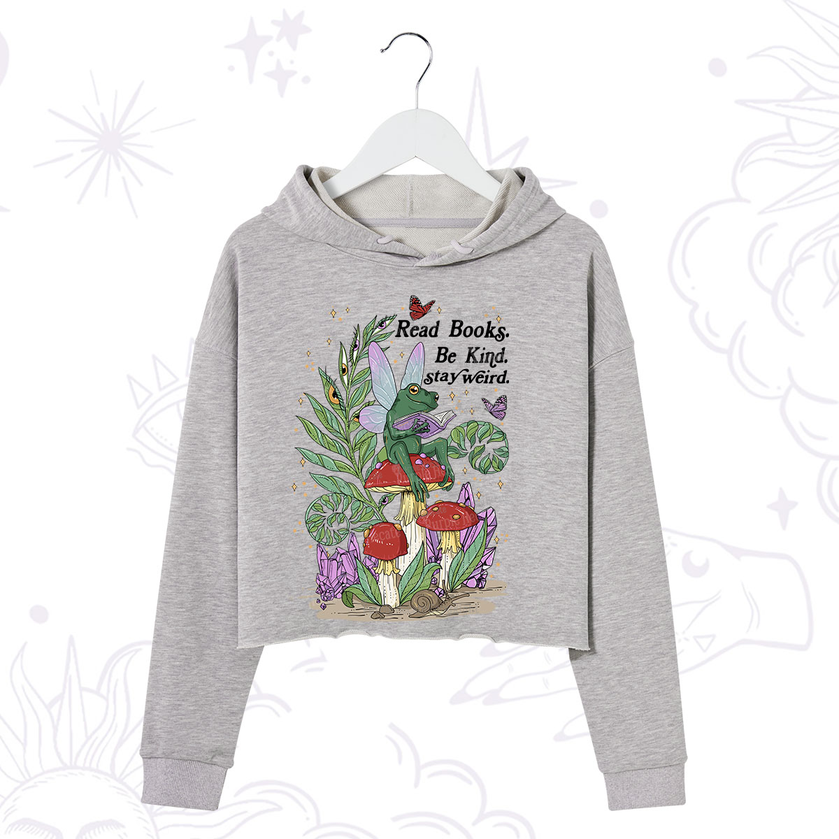 Purplehecate Read Books Be Kind Stay Weird Crop Hoodie