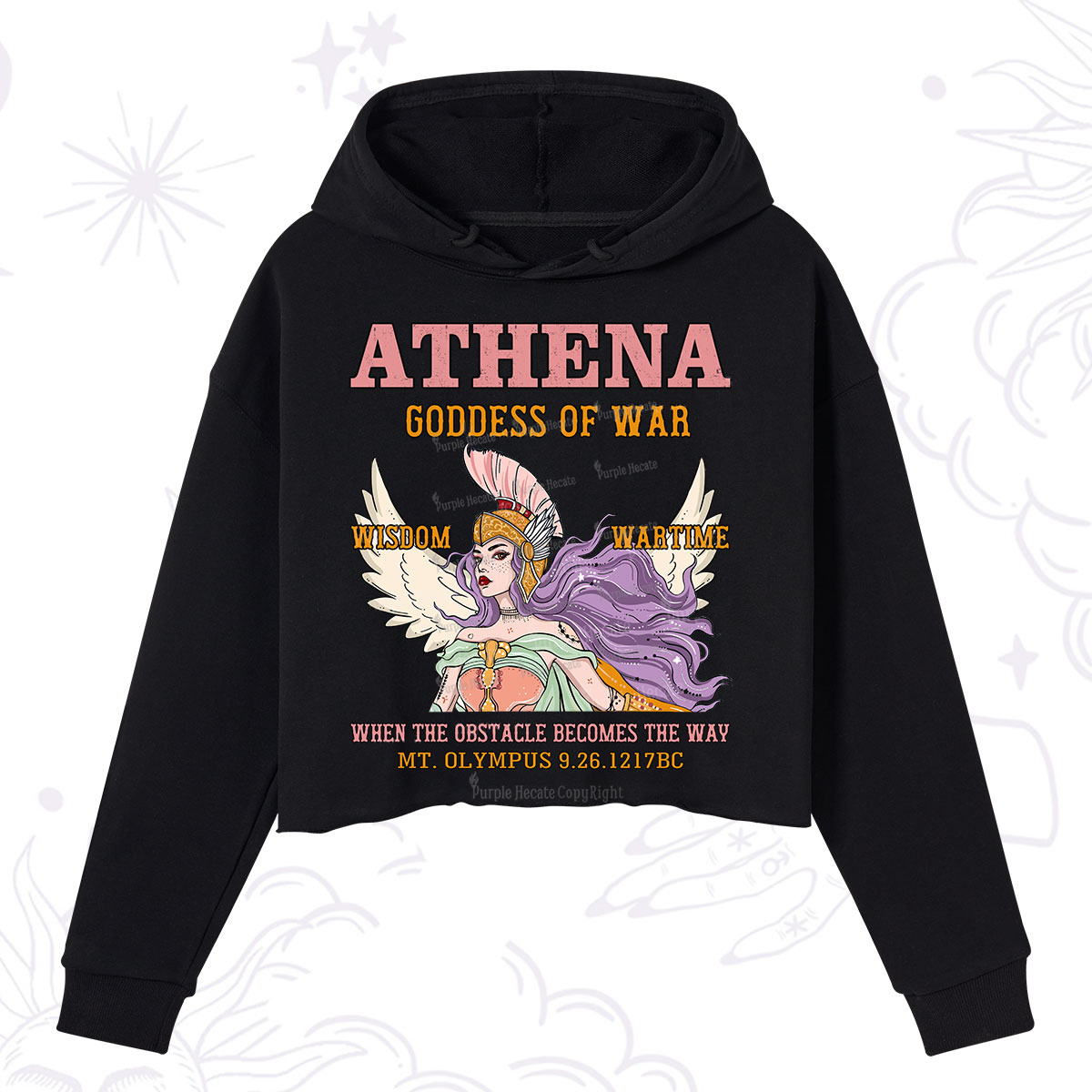 Purplehecate Wise War Goddess Athena Crop Hoodie