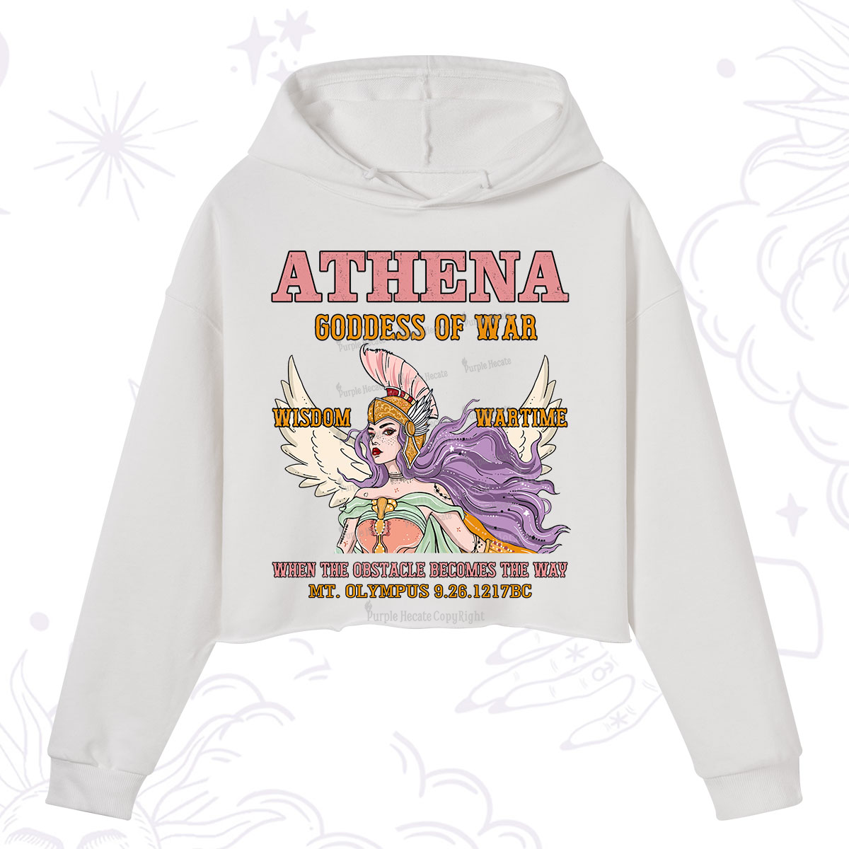 Purplehecate Wise War Goddess Athena Crop Hoodie