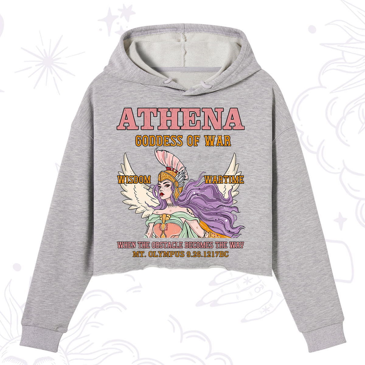 Purplehecate Wise War Goddess Athena Crop Hoodie