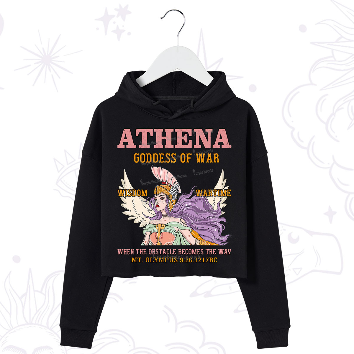 Purplehecate Wise War Goddess Athena Crop Hoodie