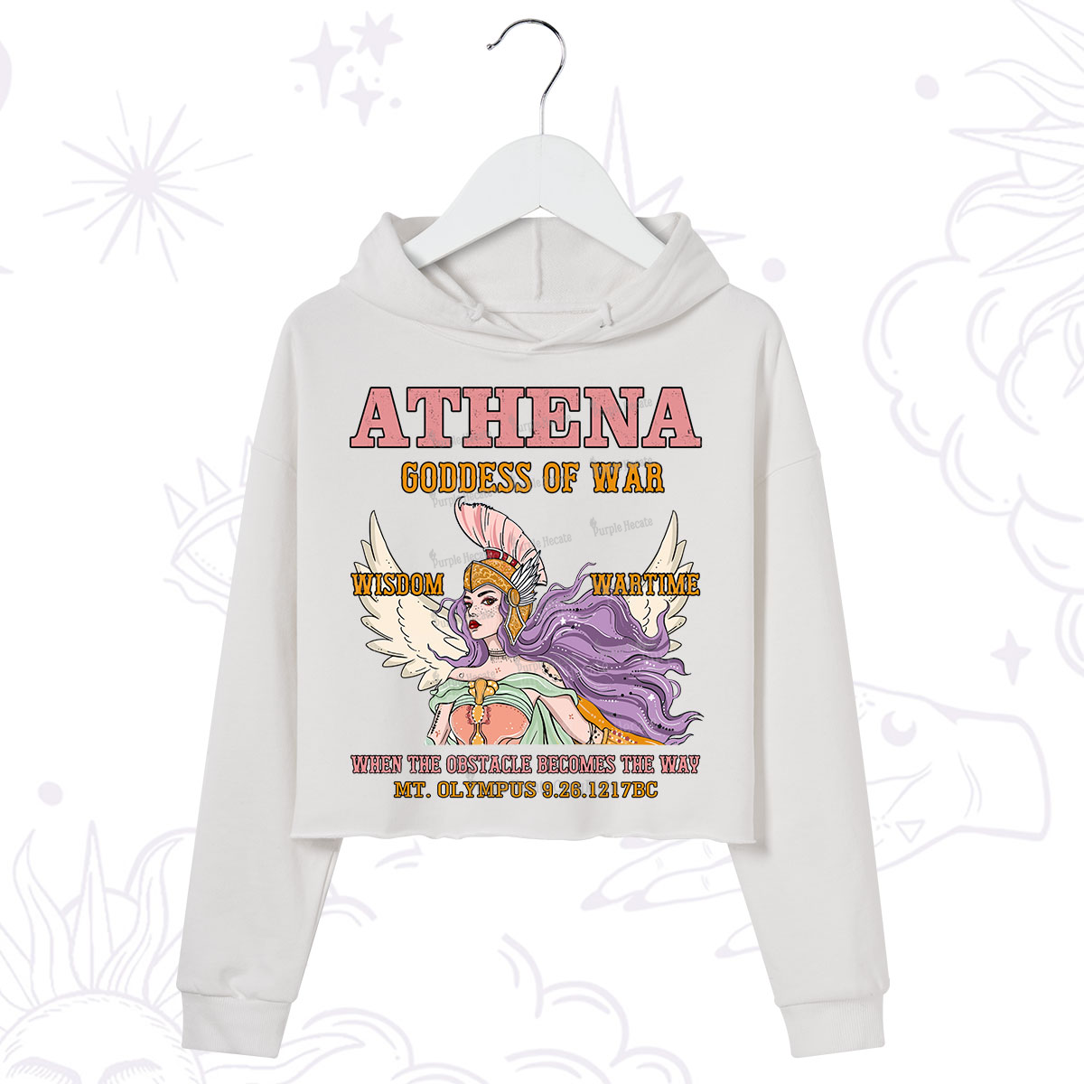 Purplehecate Wise War Goddess Athena Crop Hoodie