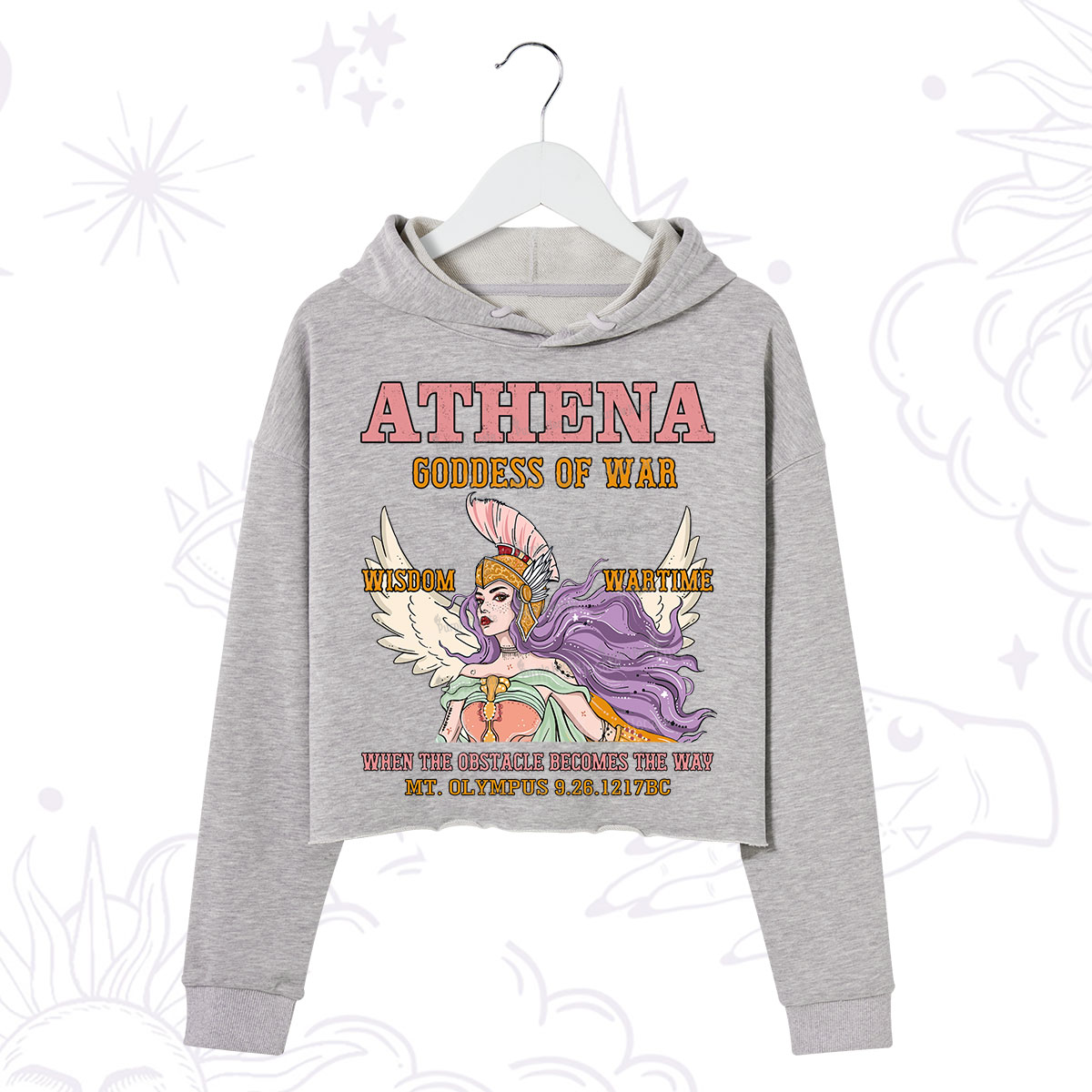 Purplehecate Wise War Goddess Athena Crop Hoodie