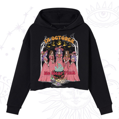 Purplehecate In October We Wear Pink Halloween Crop Hoodie