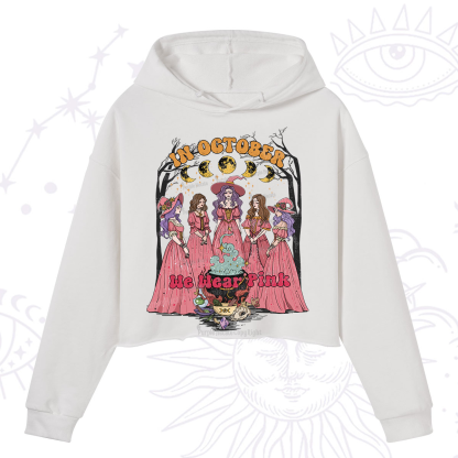 Purplehecate In October We Wear Pink Halloween Crop Hoodie