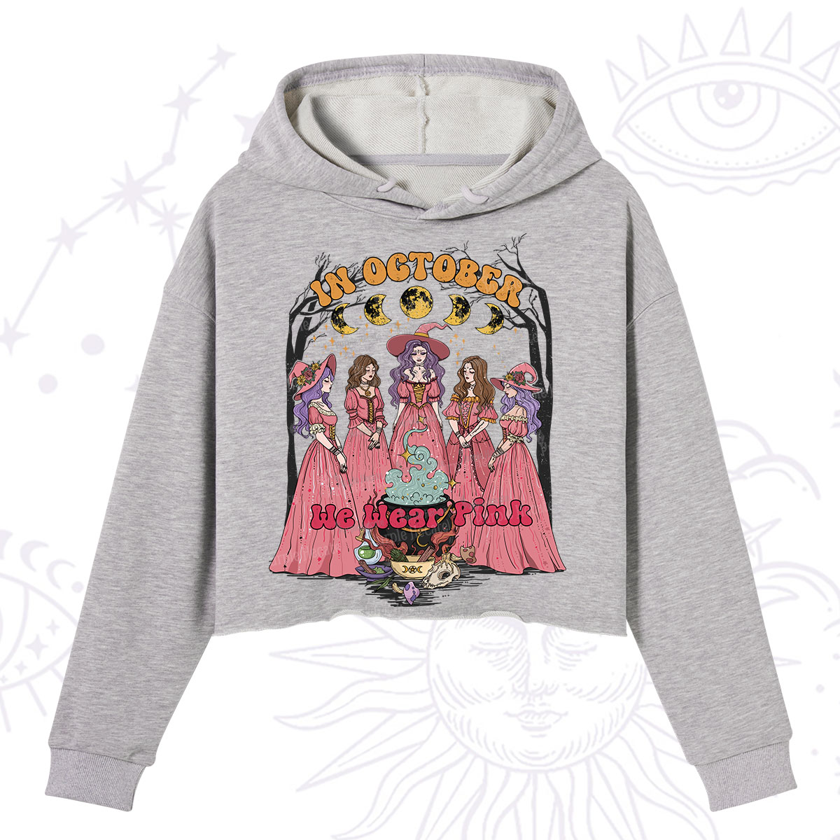 Purplehecate In October We Wear Pink Halloween Crop Hoodie