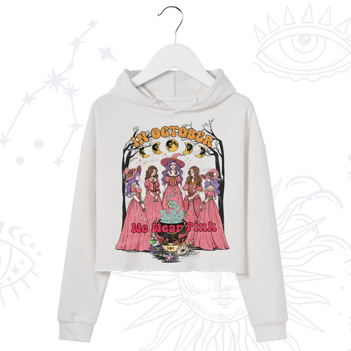 Purplehecate In October We Wear Pink Halloween Crop Hoodie