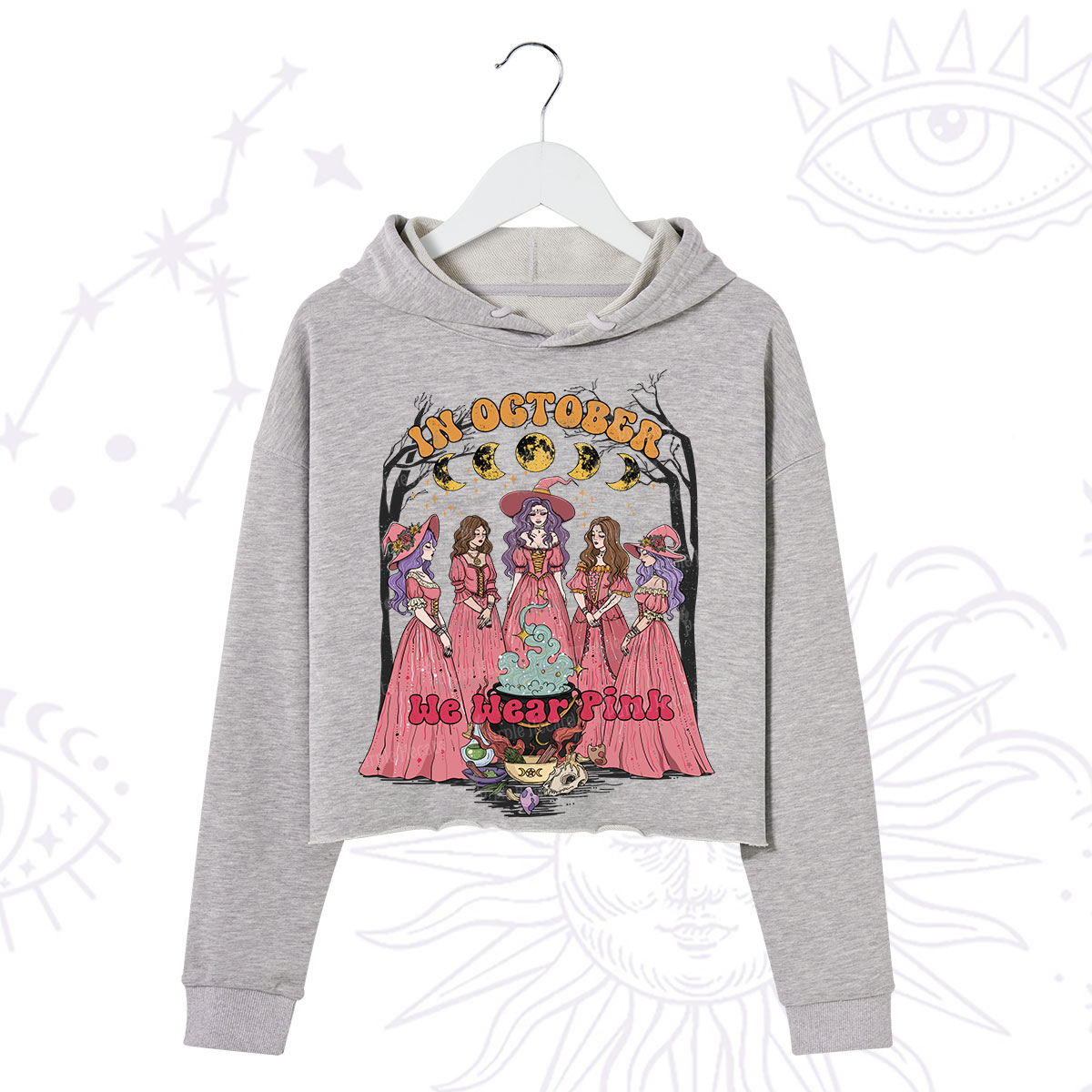 Purplehecate In October We Wear Pink Halloween Crop Hoodie