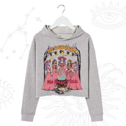 Purplehecate In October We Wear Pink Halloween Crop Hoodie