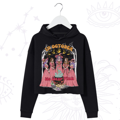 Purplehecate In October We Wear Pink Halloween Crop Hoodie
