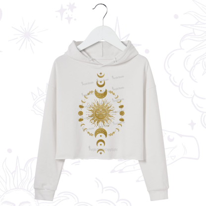 Purplehecate Celestial Sun & Moon Phases Crop Hoodie