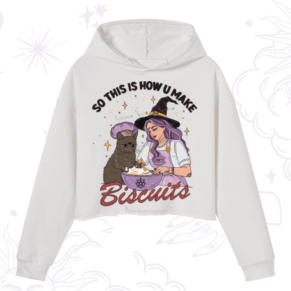 Purplehecate So This Is How You Make Biscuits Crop Hoodie