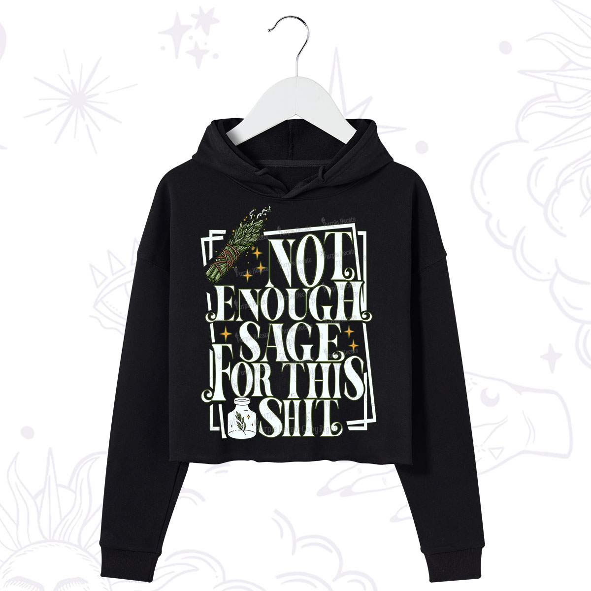Purplehecate  Smudge for This Shit Crop Hoodie