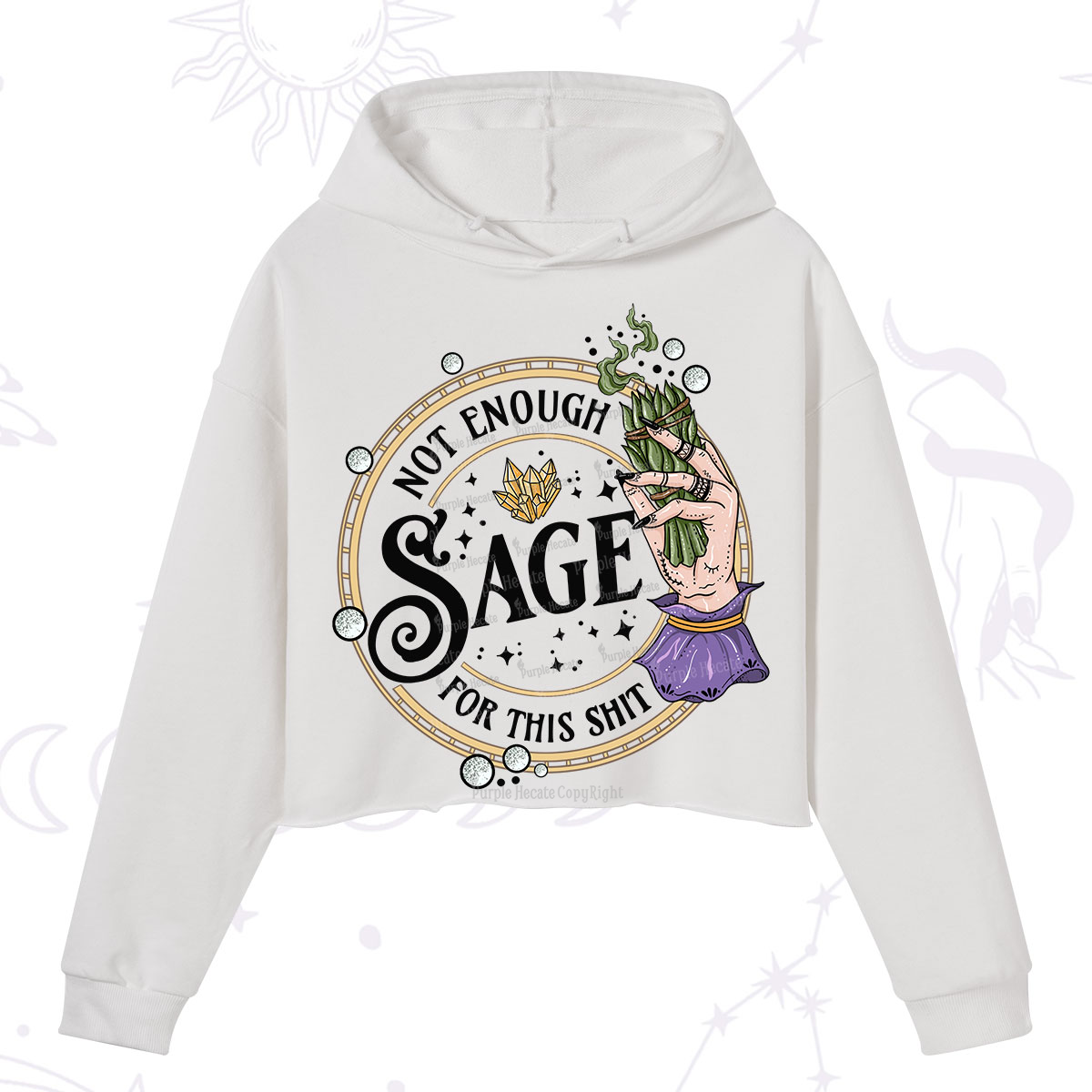 Purplehecate Not Enough Smudge for This Shit Crop Hoodie