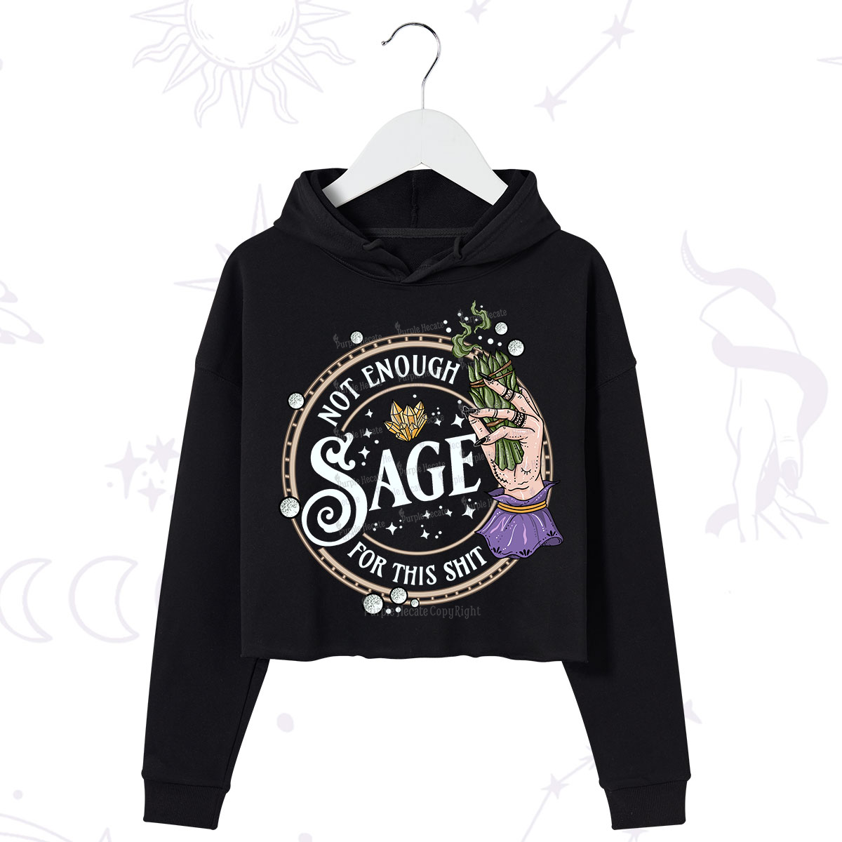 Purplehecate Not Enough Smudge for This Shit Crop Hoodie