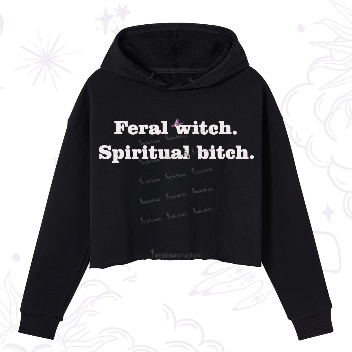 Purplehecate Feral Witch Spiritual Bitch Crop Hoodie