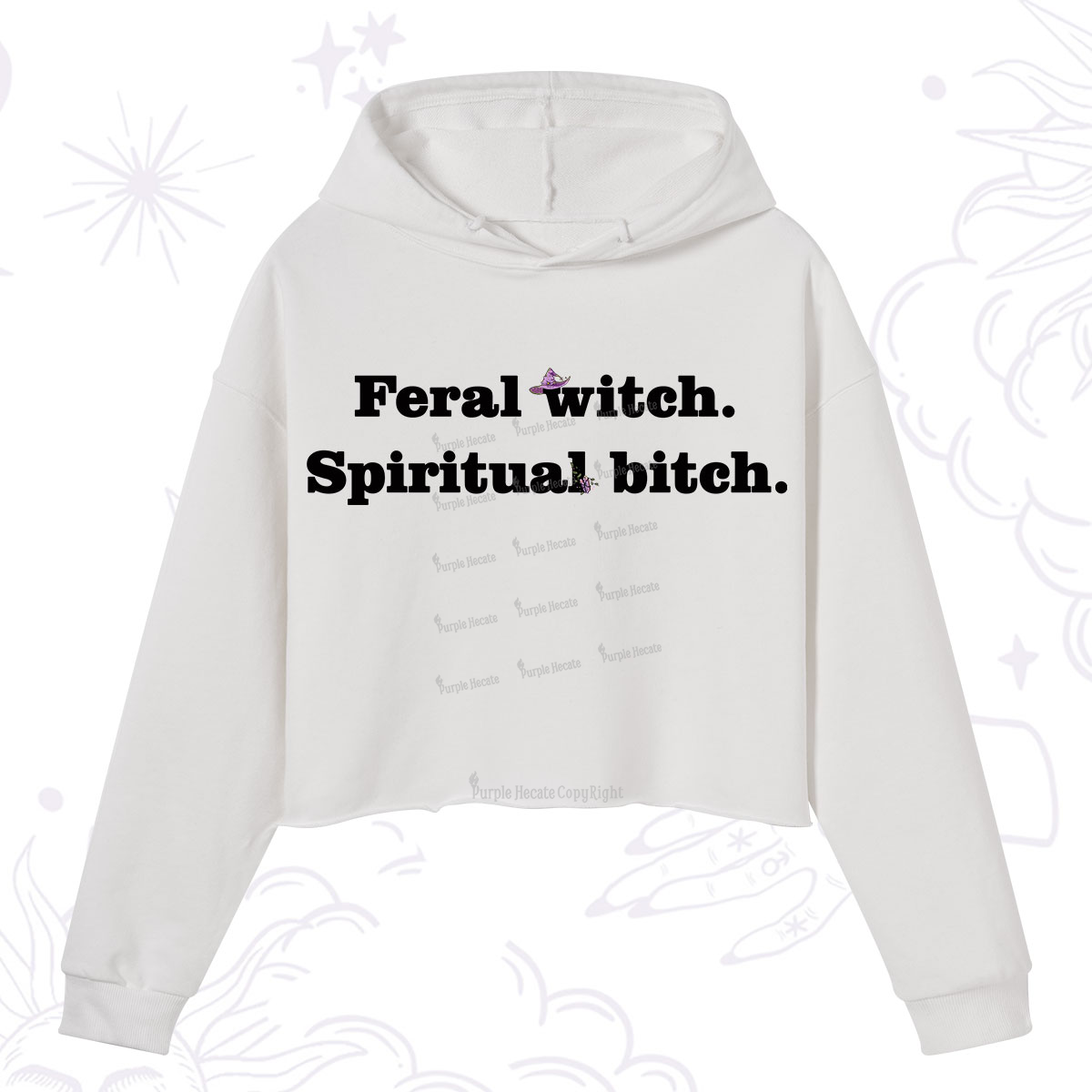 Purplehecate Feral Witch Spiritual Bitch Crop Hoodie