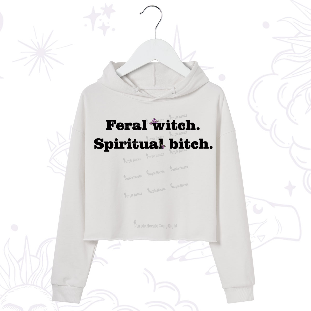 Purplehecate Feral Witch Spiritual Bitch Crop Hoodie