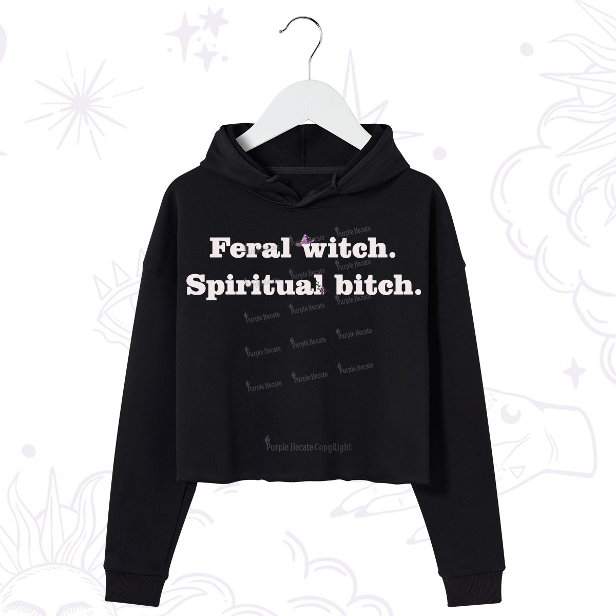 Purplehecate Feral Witch Spiritual Bitch Crop Hoodie