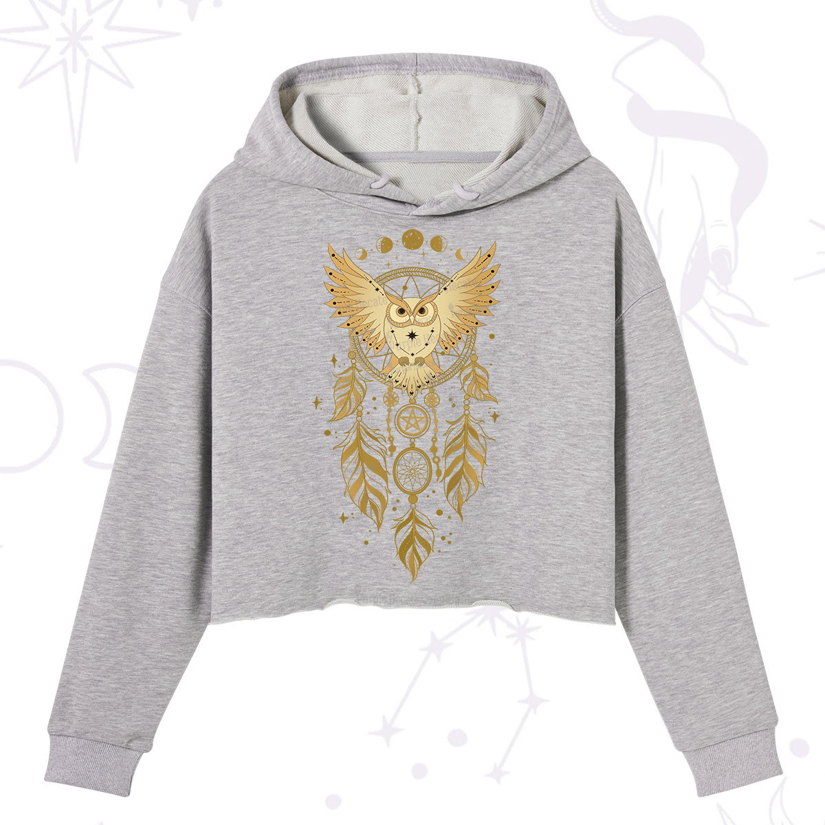 Purplehecate Mystical Owl Dreamcatcher Crop Hoodie