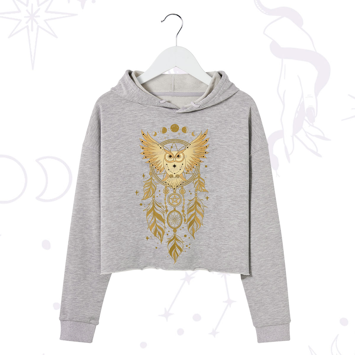 Purplehecate Mystical Owl Dreamcatcher Crop Hoodie