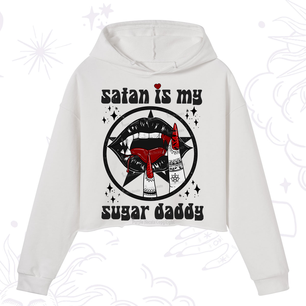 Purplehecate Satan Is My Sugar Daddy Crop Hoodie