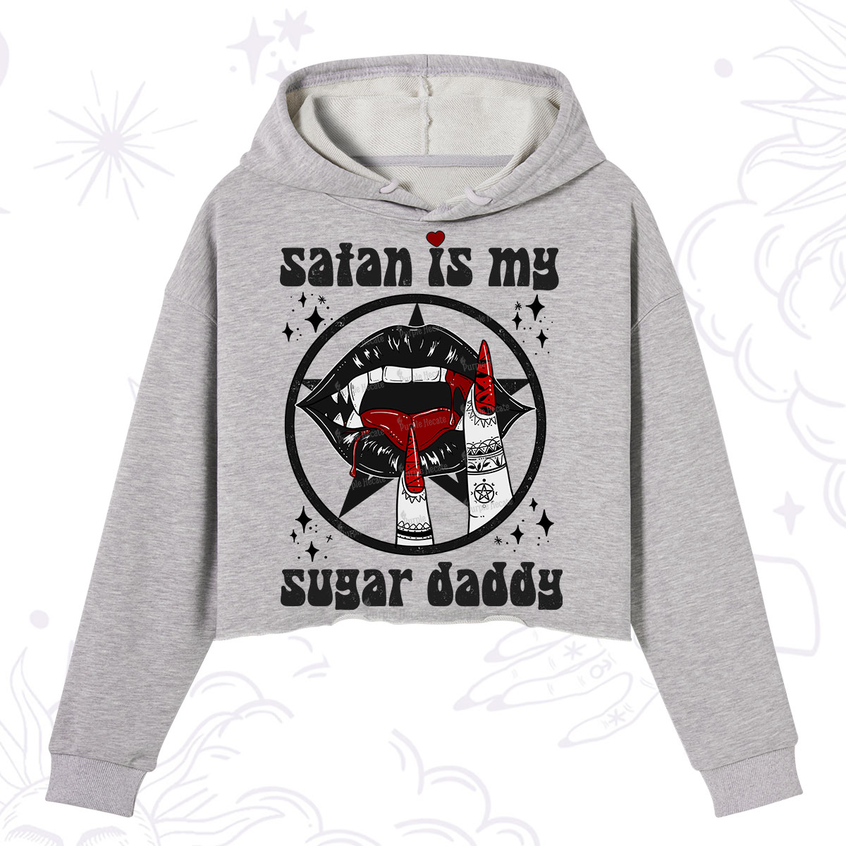 Purplehecate Satan Is My Sugar Daddy Crop Hoodie