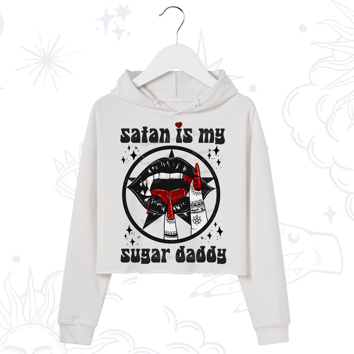 Purplehecate Satan Is My Sugar Daddy Crop Hoodie