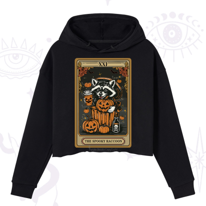 Purplehecate The Spooky Raccoon Tarot Halloween Crop Hoodie