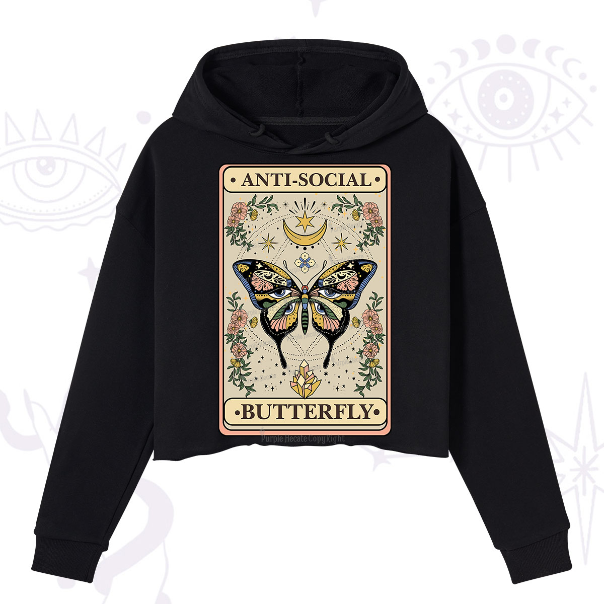 Purplehecate The Anti Social Nutterfly Oracle Card Crop Hoodie