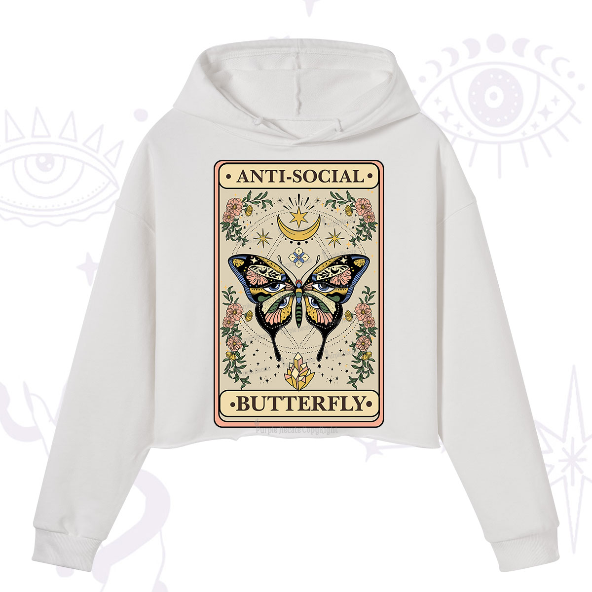 Purplehecate The Anti Social Nutterfly Oracle Card Crop Hoodie