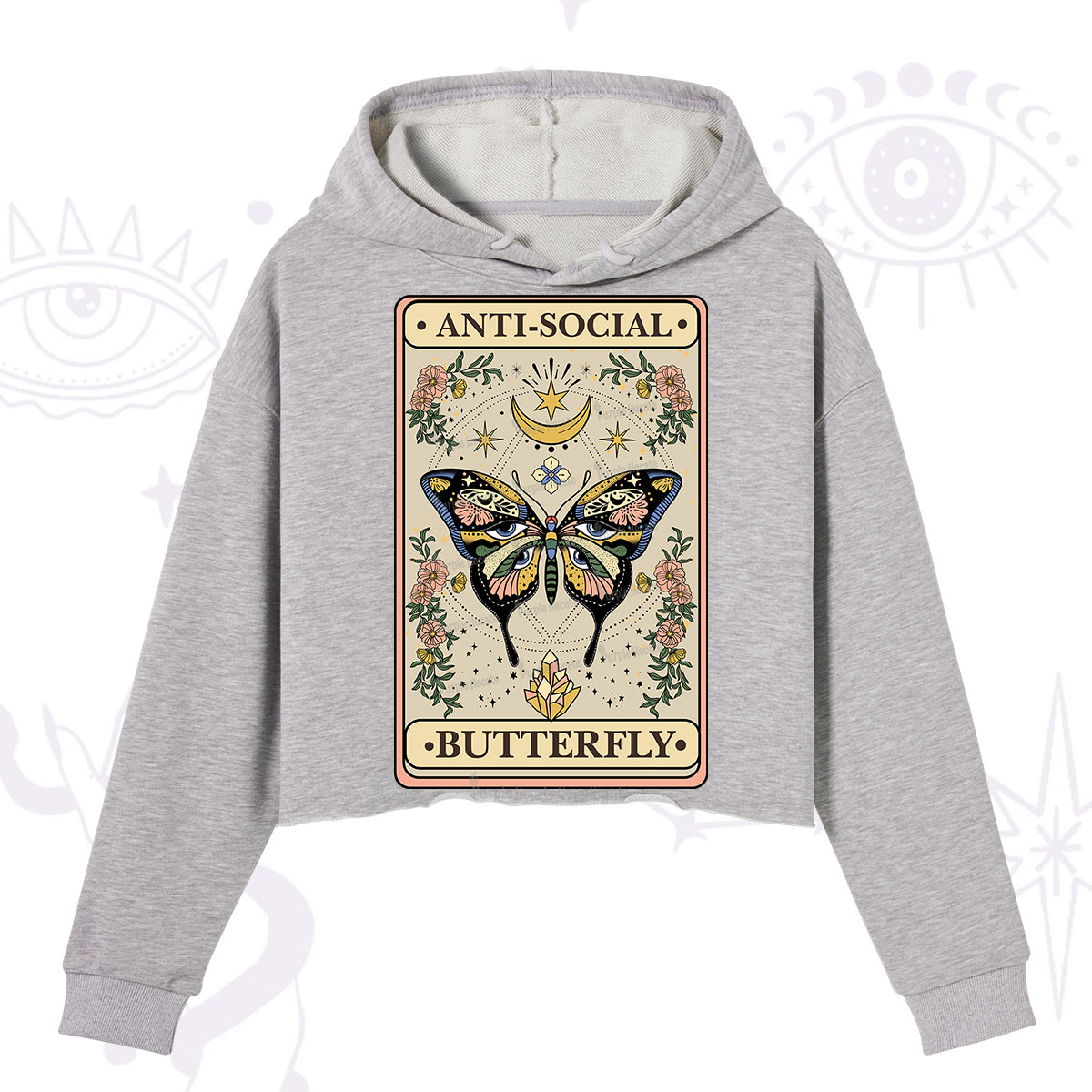 Purplehecate The Anti Social Nutterfly Oracle Card Crop Hoodie