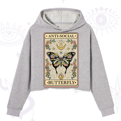Purplehecate The Anti Social Nutterfly Oracle Card Crop Hoodie