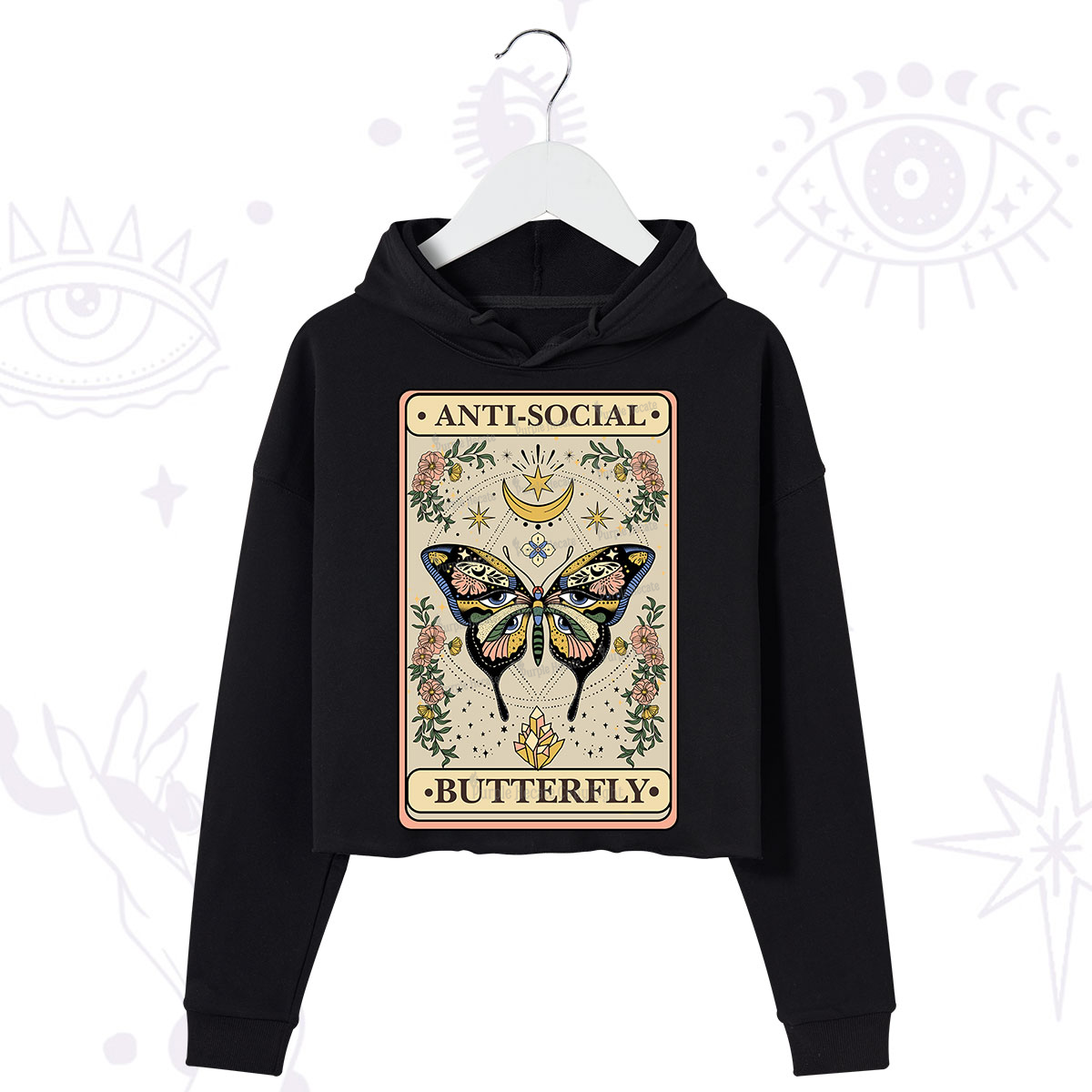 Purplehecate The Anti Social Nutterfly Oracle Card Crop Hoodie