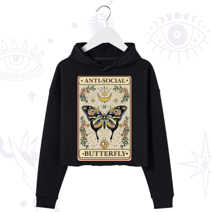 Purplehecate The Anti Social Nutterfly Oracle Card Crop Hoodie