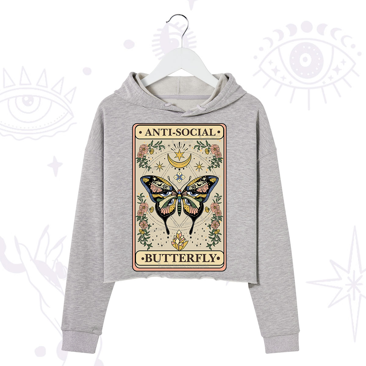 Purplehecate The Anti Social Nutterfly Oracle Card Crop Hoodie