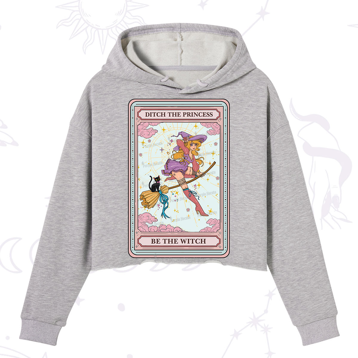 Purplehecate The Ditch The Princess Be The Witch Oracle Card Crop Hoodie