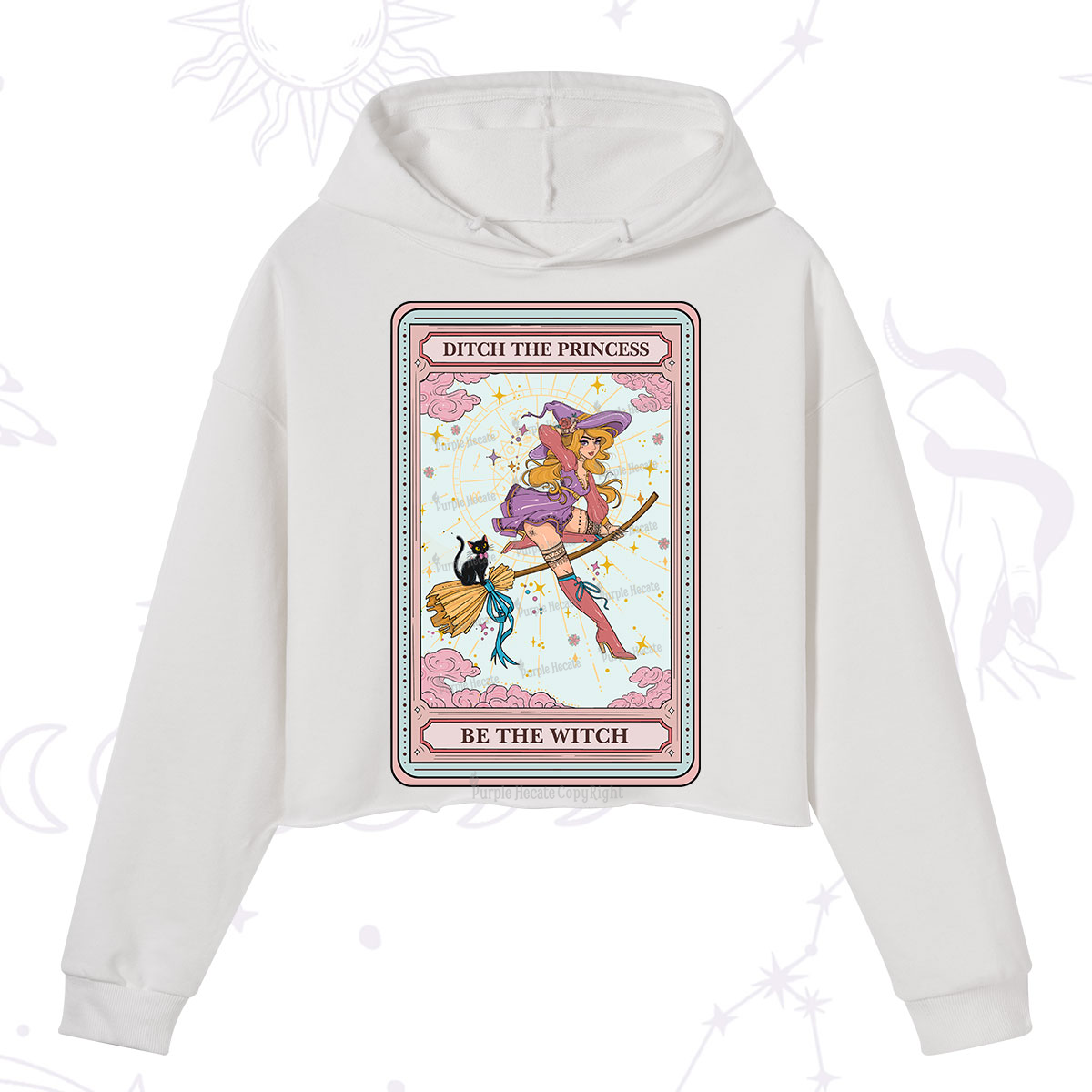 Purplehecate The Ditch The Princess Be The Witch Oracle Card Crop Hoodie