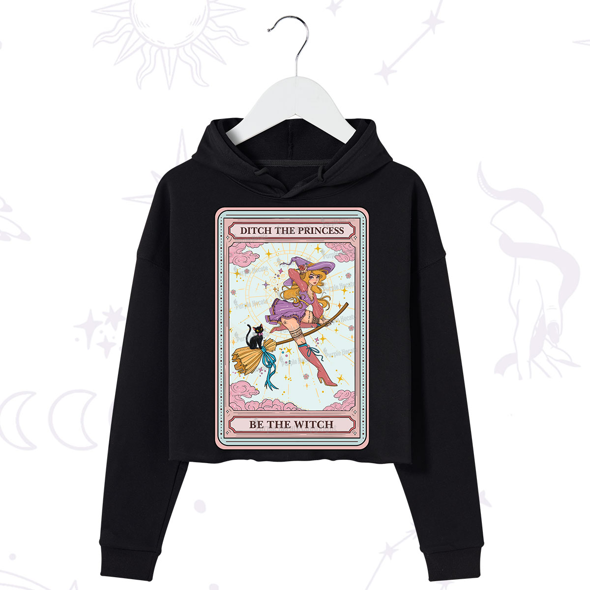 Purplehecate The Ditch The Princess Be The Witch Oracle Card Crop Hoodie