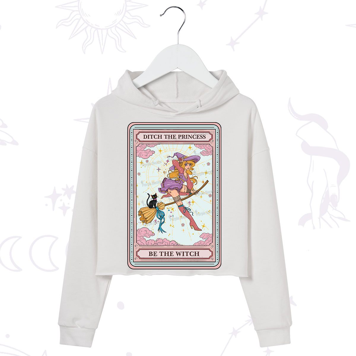 Purplehecate The Ditch The Princess Be The Witch Oracle Card Crop Hoodie