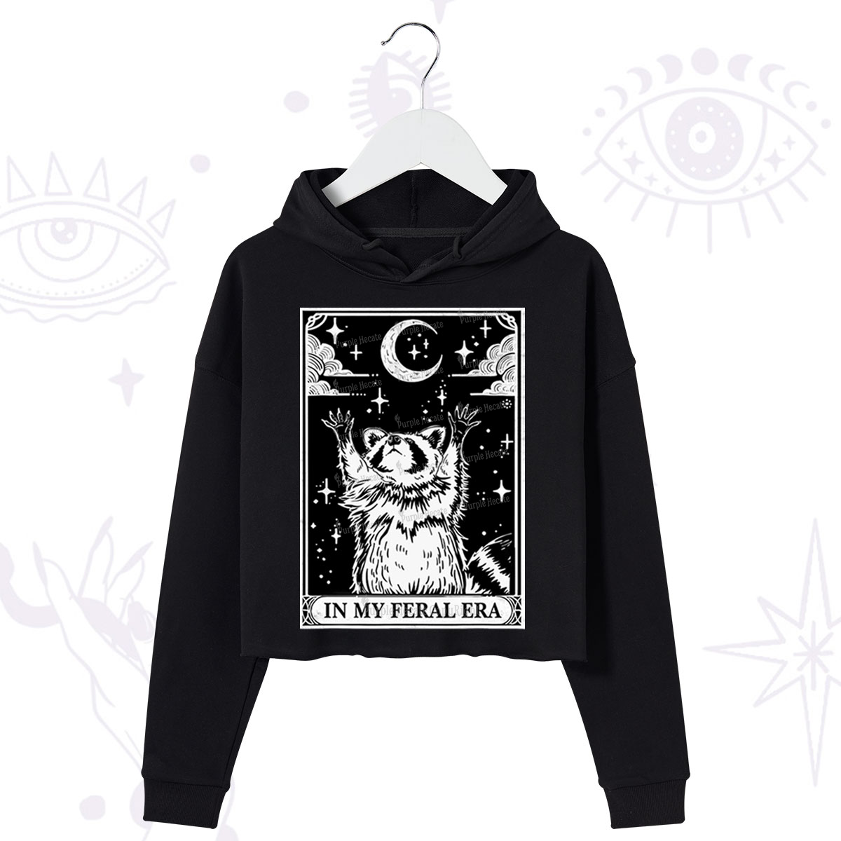 Purplehecate The In My Feral Era Oracle Card Crop Hoodie
