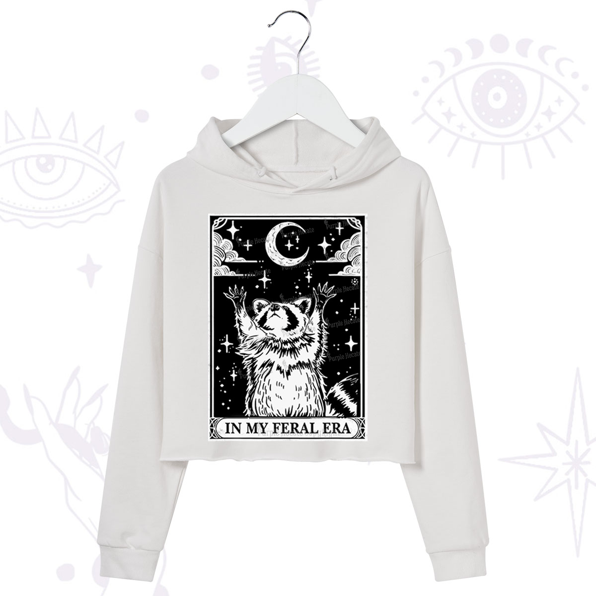 Purplehecate The In My Feral Era Oracle Card Crop Hoodie