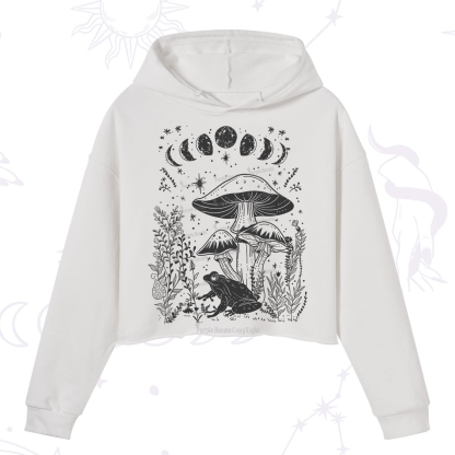 Purplehecate Celestial Frog Mushrooms Crop Hoodie